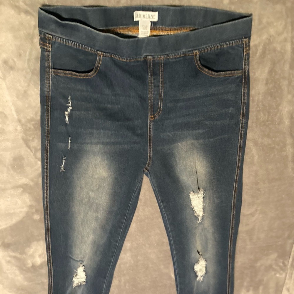 Leggings Depot Stretch Waist Blue Jeans